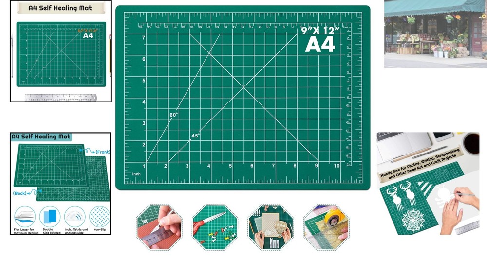 Double-Sided 5-Ply Cutting Mat for Sewing, Quilting & Scrapbooking Projects