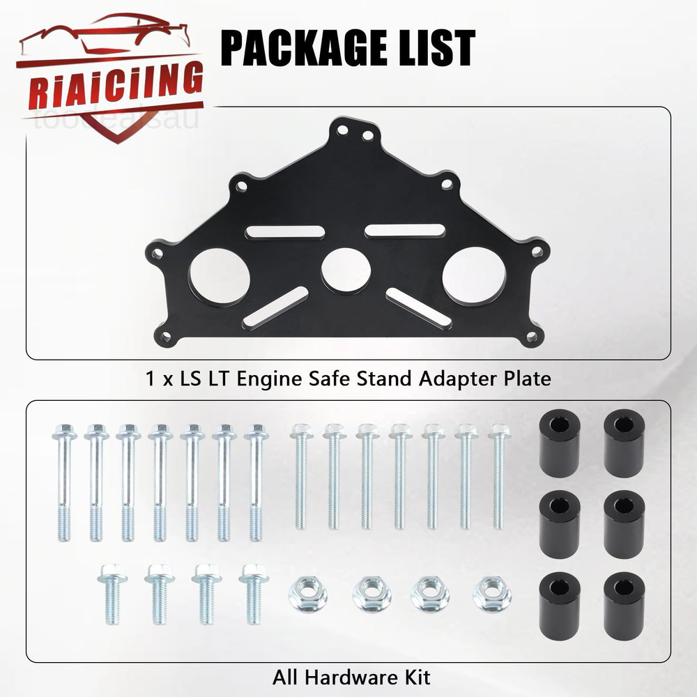 Engine Safe Stand Adapter Plate Compatible with Chevy Black, Black