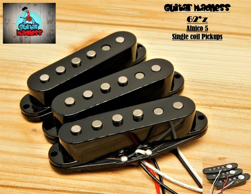 G.M. 62'z Alnico 5 Single Coil Pickup Set (Black)
