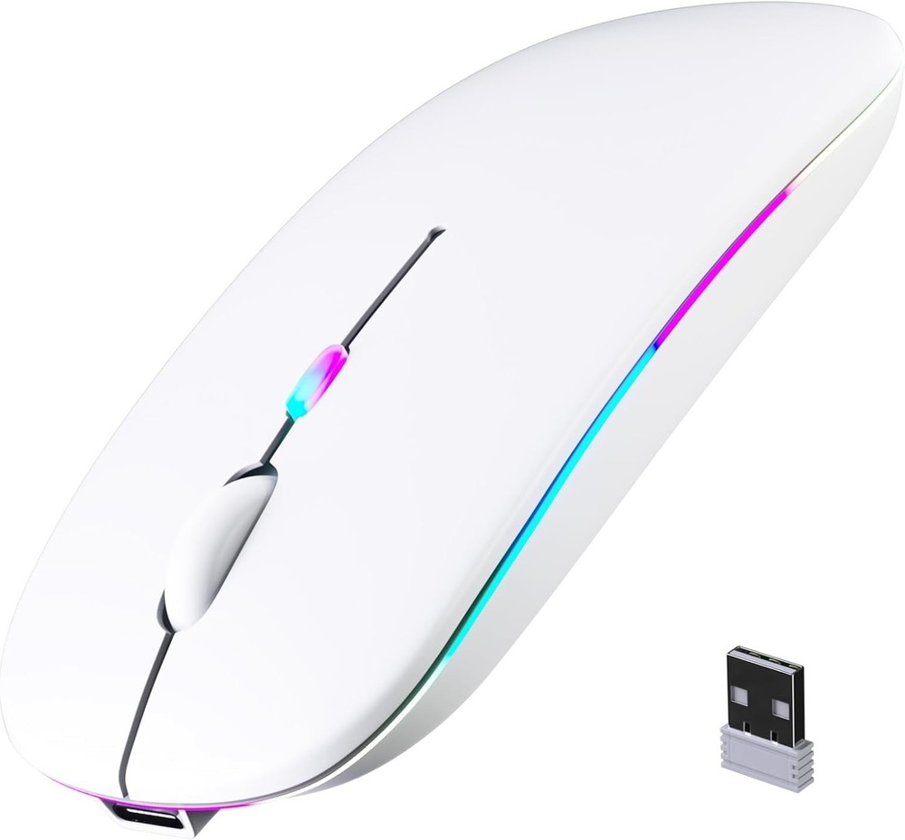 Wireless Bluetooth Mouse, Rechargeable, LED, Silent, Ultra-thin Design (Bluetoot