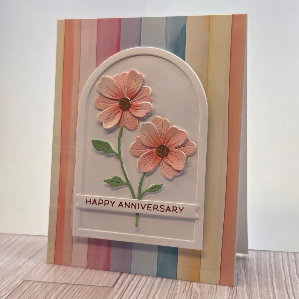 Handmade Greeting Card ocbrandy Happy Anniversary stripes