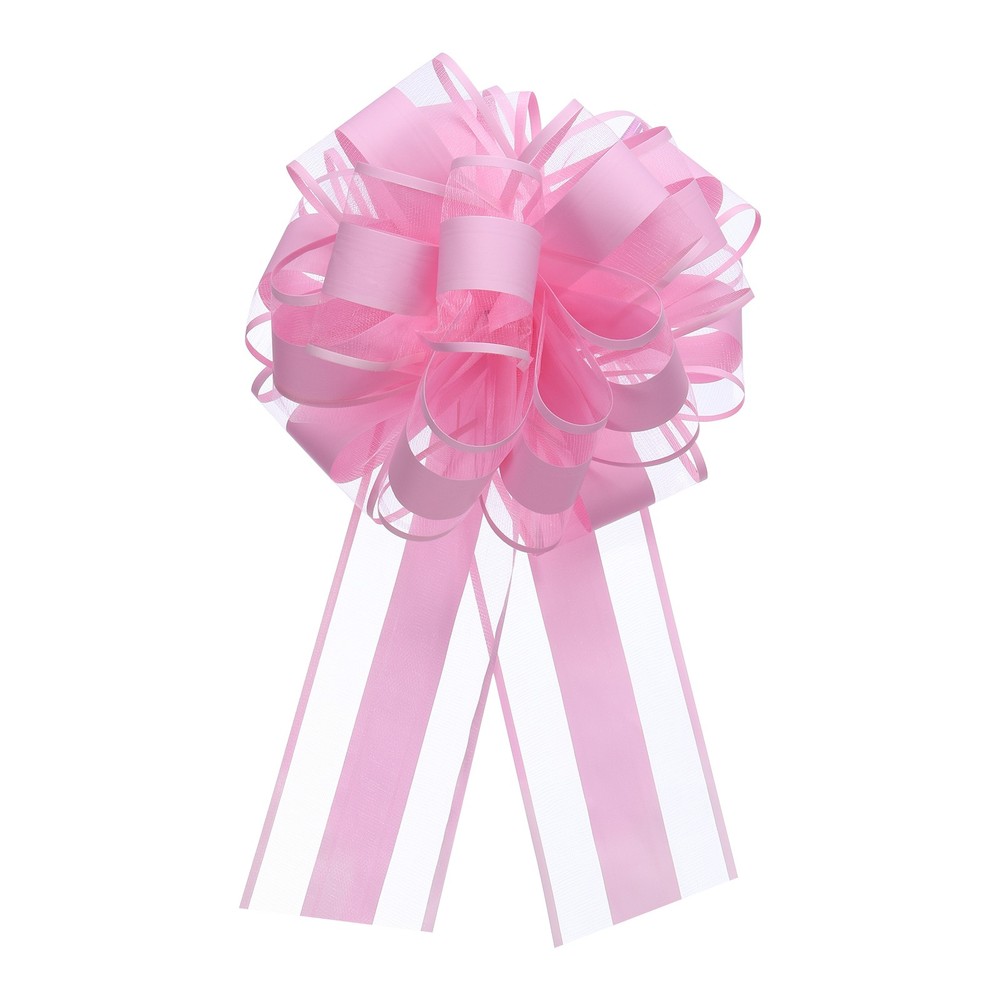10pcs 8 Inch Large Pull Bow Organza Gift Wrapping Bows Ribbon Pink
