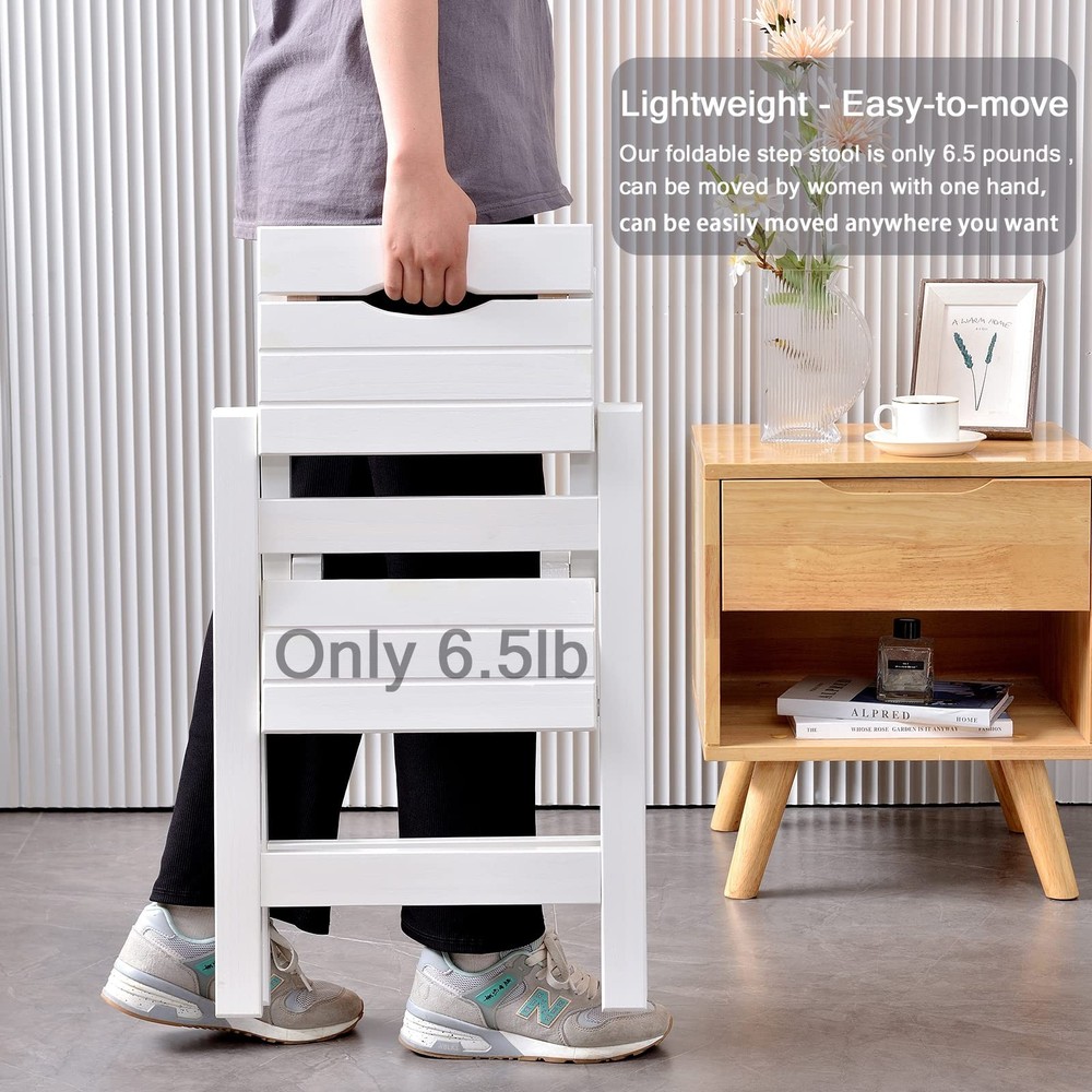 Folding Step Stool Ladder 3 Tier, Multi-Functional 2 Tier-honey