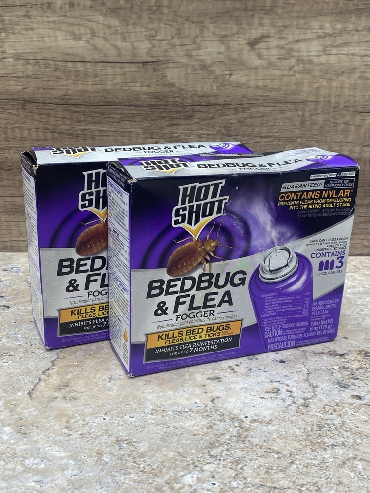 Hot Shot Bedbug, Flea, Lice & Tick Fogger w/ Nylar 3 Can Pack