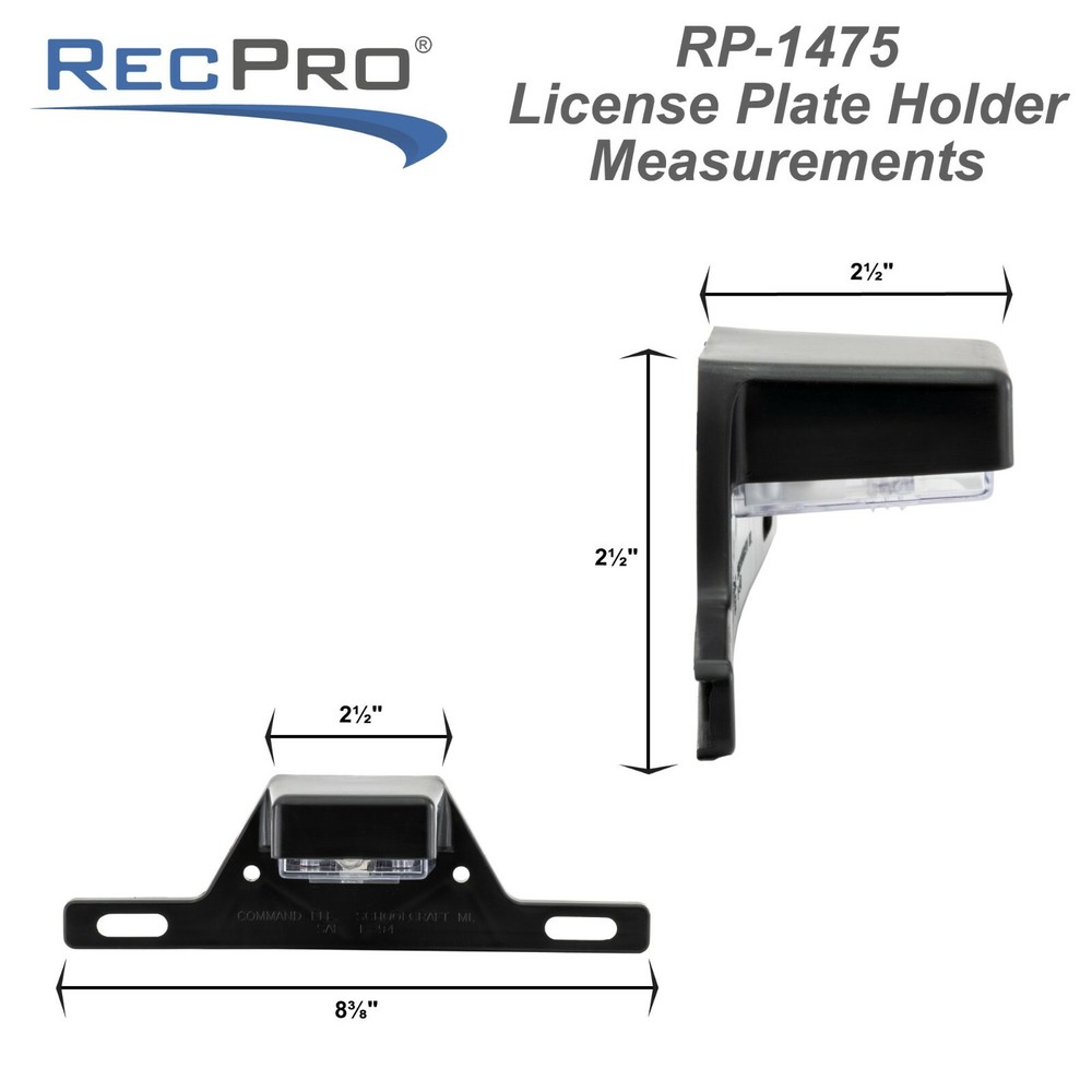 RV License Plate Holder Bracket with Light Surface Mount 12V Lamp SAE