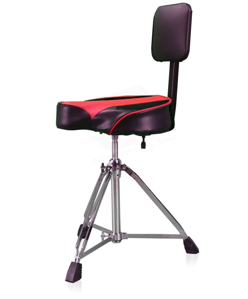 Saddle Drum Throne with Backrest Support GRIFFIN | Padded Leather Drummer Seat
