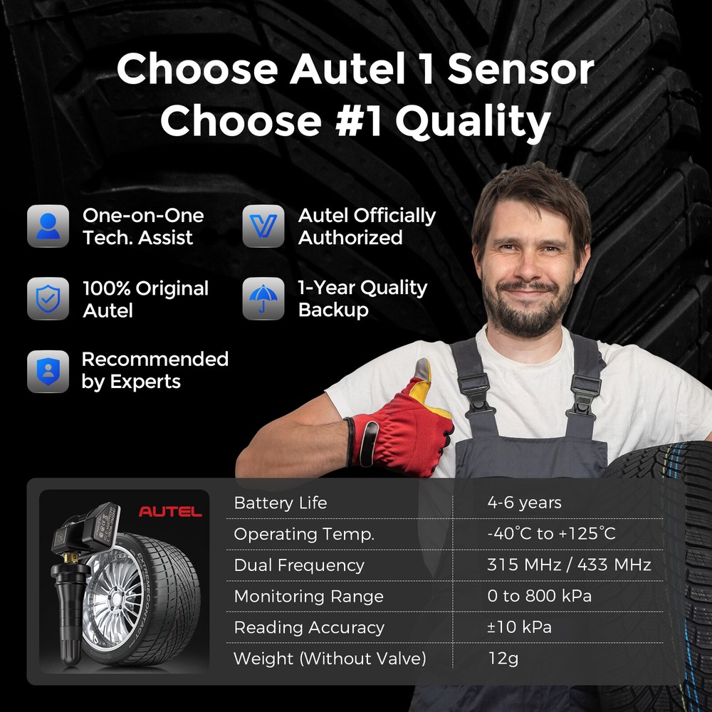 Autel TPMS Sensor MX-Sensor 315MHz & 433MHz Programmable Universal Rubber Valve