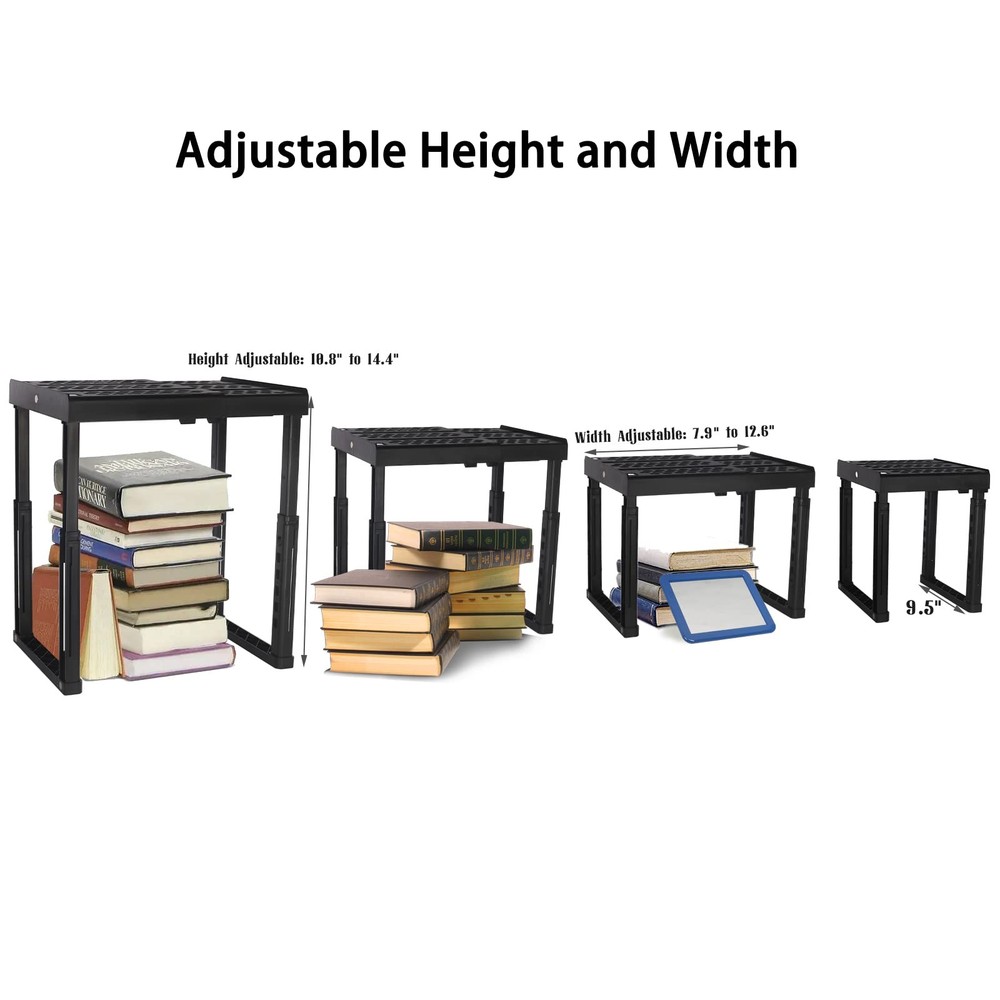 Svartur Locker Shelf Adjustable Height and Width, Medium, Black-2 Pack