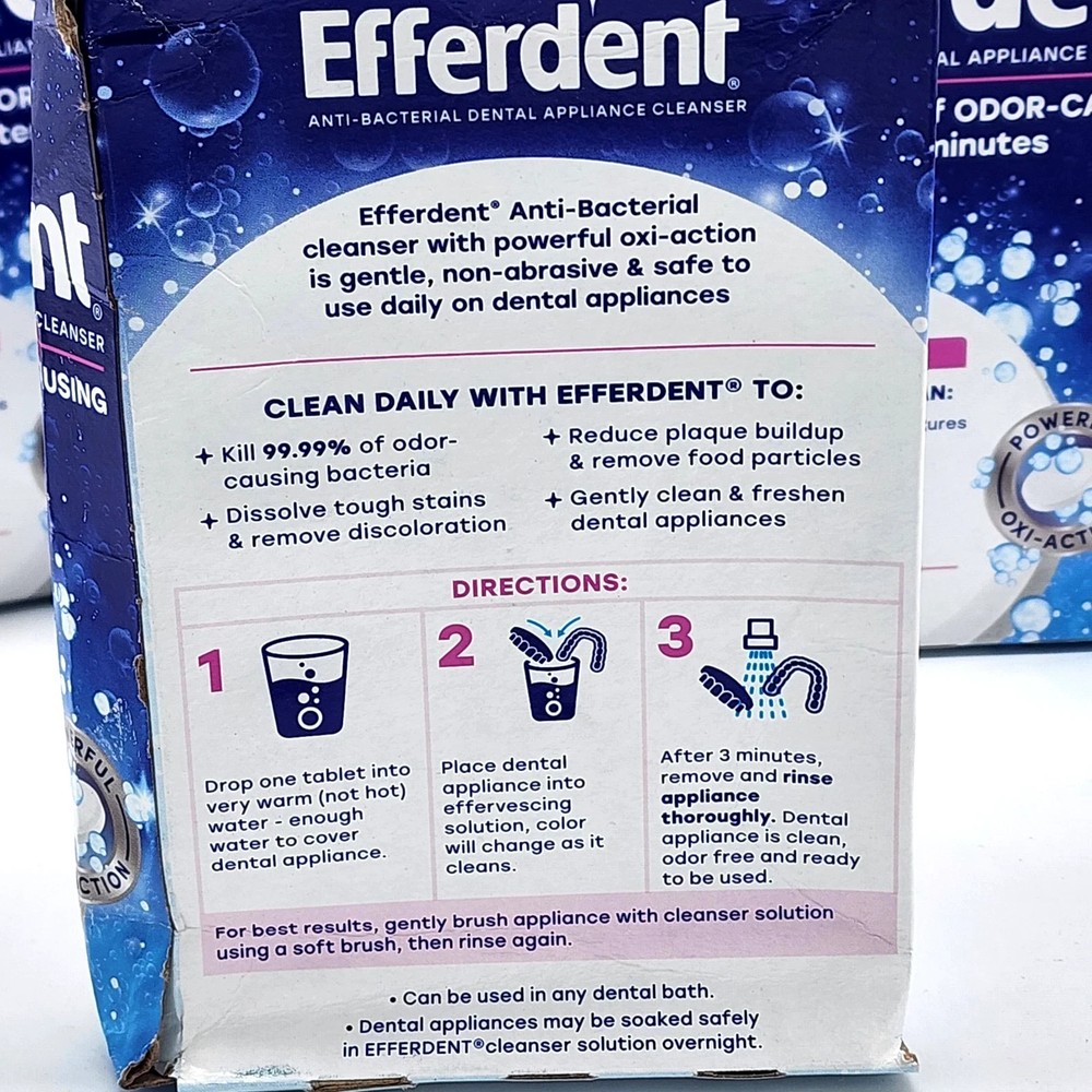 5 Pack Efferdent Complete Clean Denture Cleanser 102 Ct Damaged Boxes