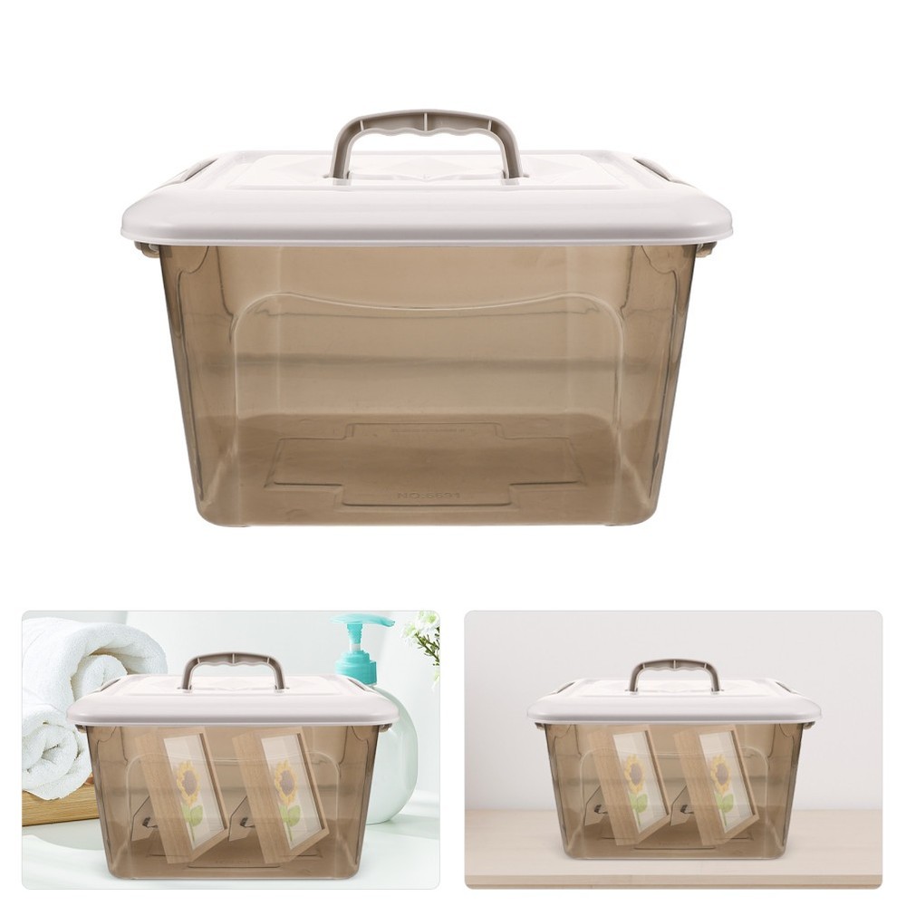 Storage Containers with Lids Handle Compartment Box Small Trunk Organizer