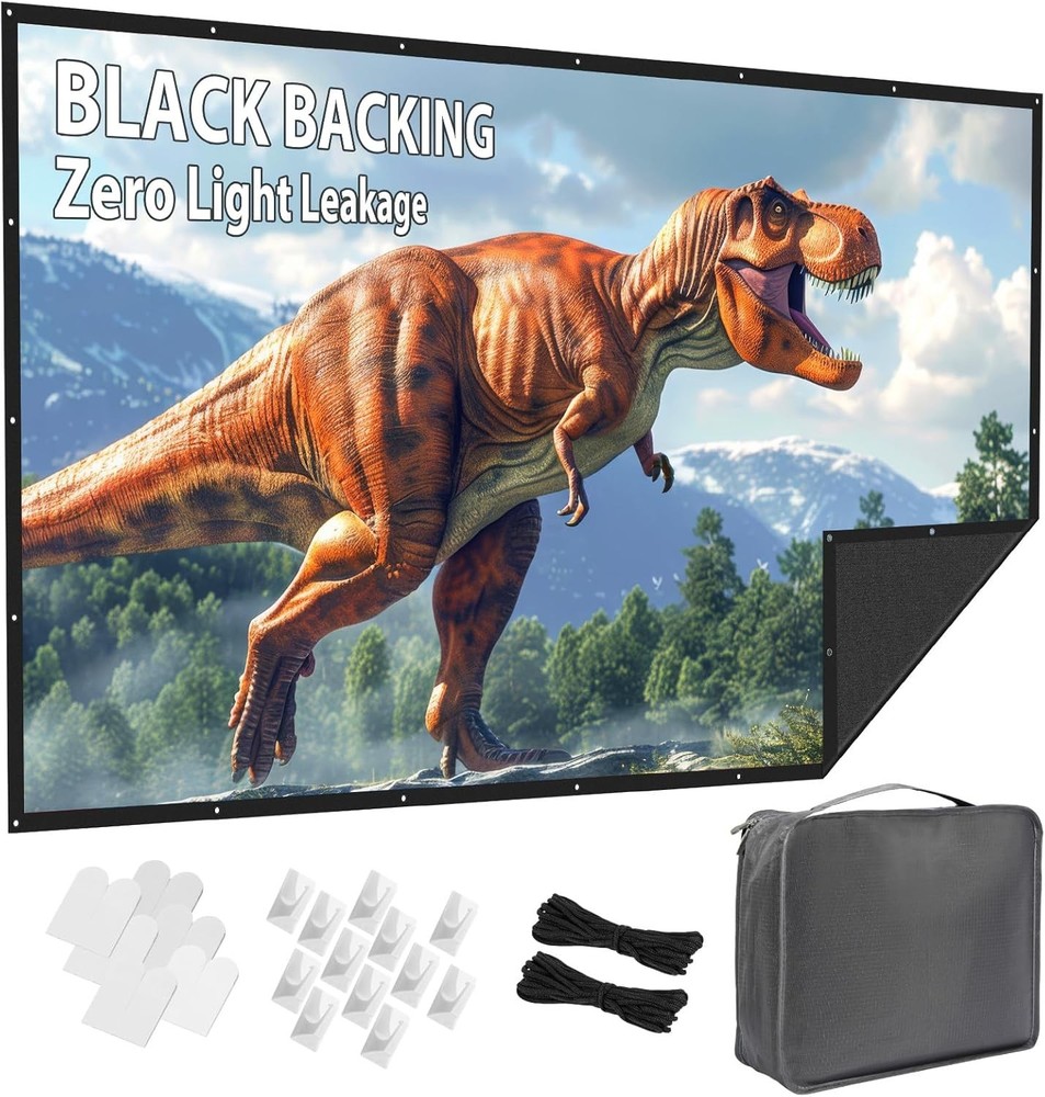 Projector Screen 150 Inch Outdoor: VOOPVOR Upgraded Black Backing Black...