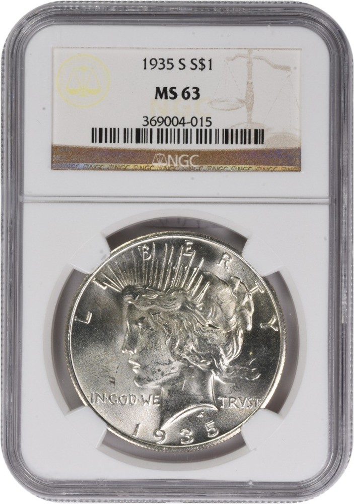 1935-S Peace Silver Dollar MS63 NGC