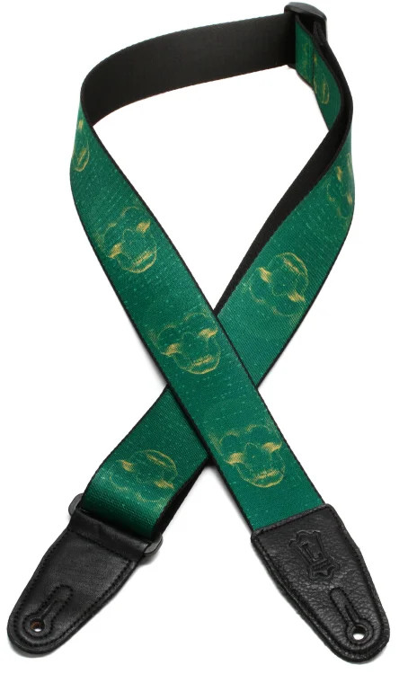 Levy's MPD2 Polyester Guitar Strap - Green & Mustard Skulls