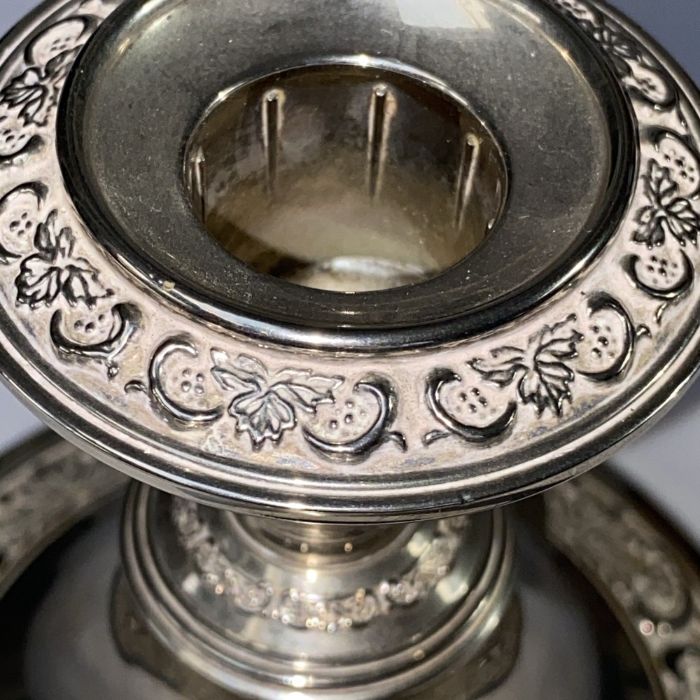 Grenadier Silver Plated Candlestick Holder Grape Vine Border Vintage
