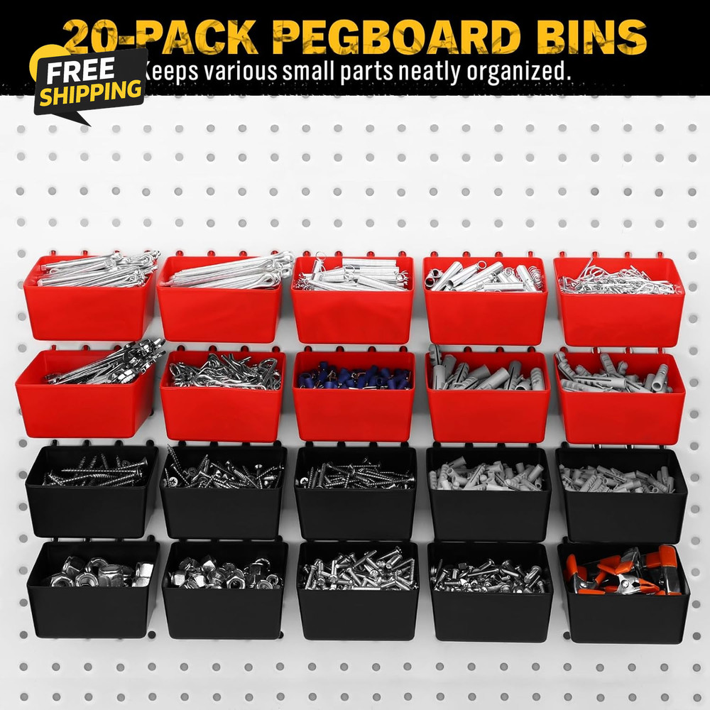 297 Piece Pegboard Hooks Kit, Peg Board Organizer Accessories with Bins