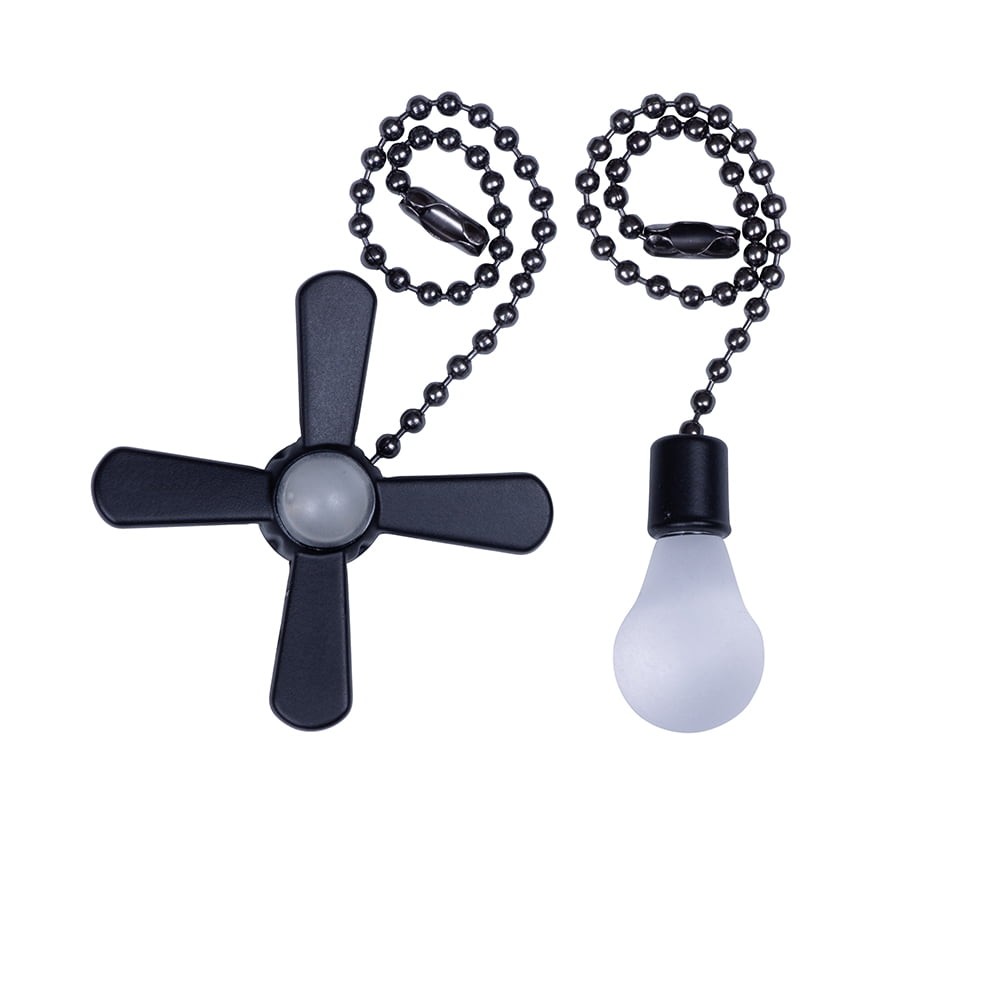 NEW TREND 7" Universal Matte Black Metal & Acrylic Ceiling Fan Pull Chains