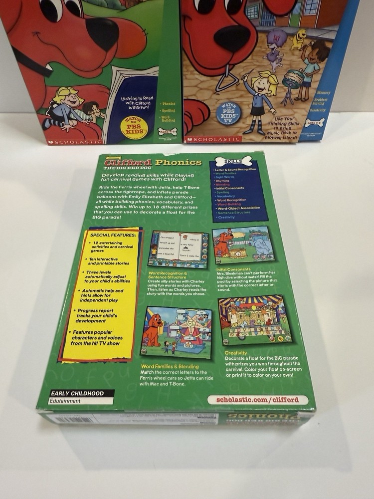 Clifford Phonics, Reading, Musical Memory 3 PC Games Software by Scholastic