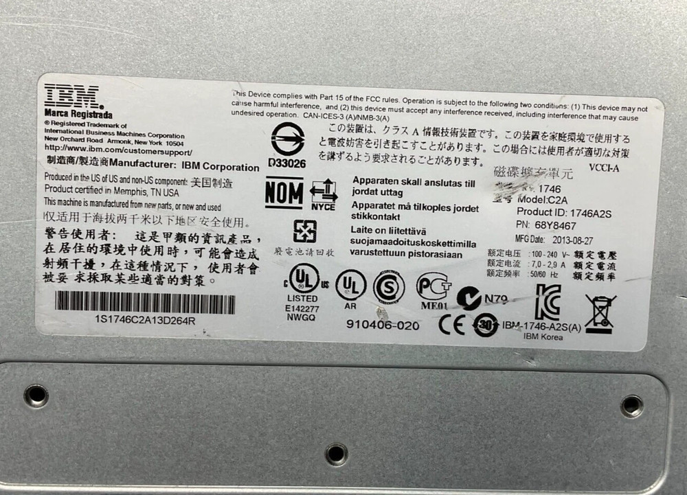 IBM DS3512 SAN Storage System Dual SAS Controller 1746-C2A