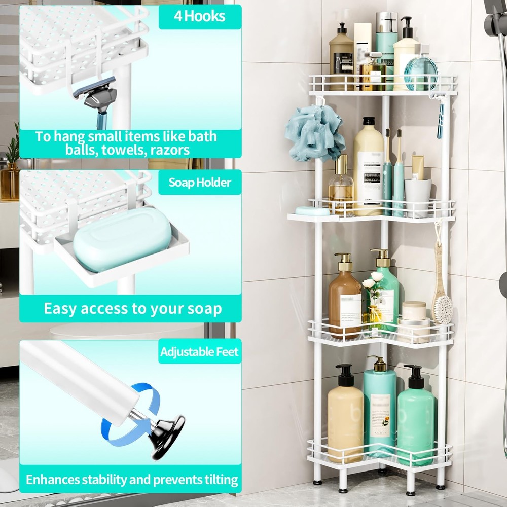 HapiRm Corner Shower Caddy Organizer 4-Tier Bathroom Shelf Rustproof