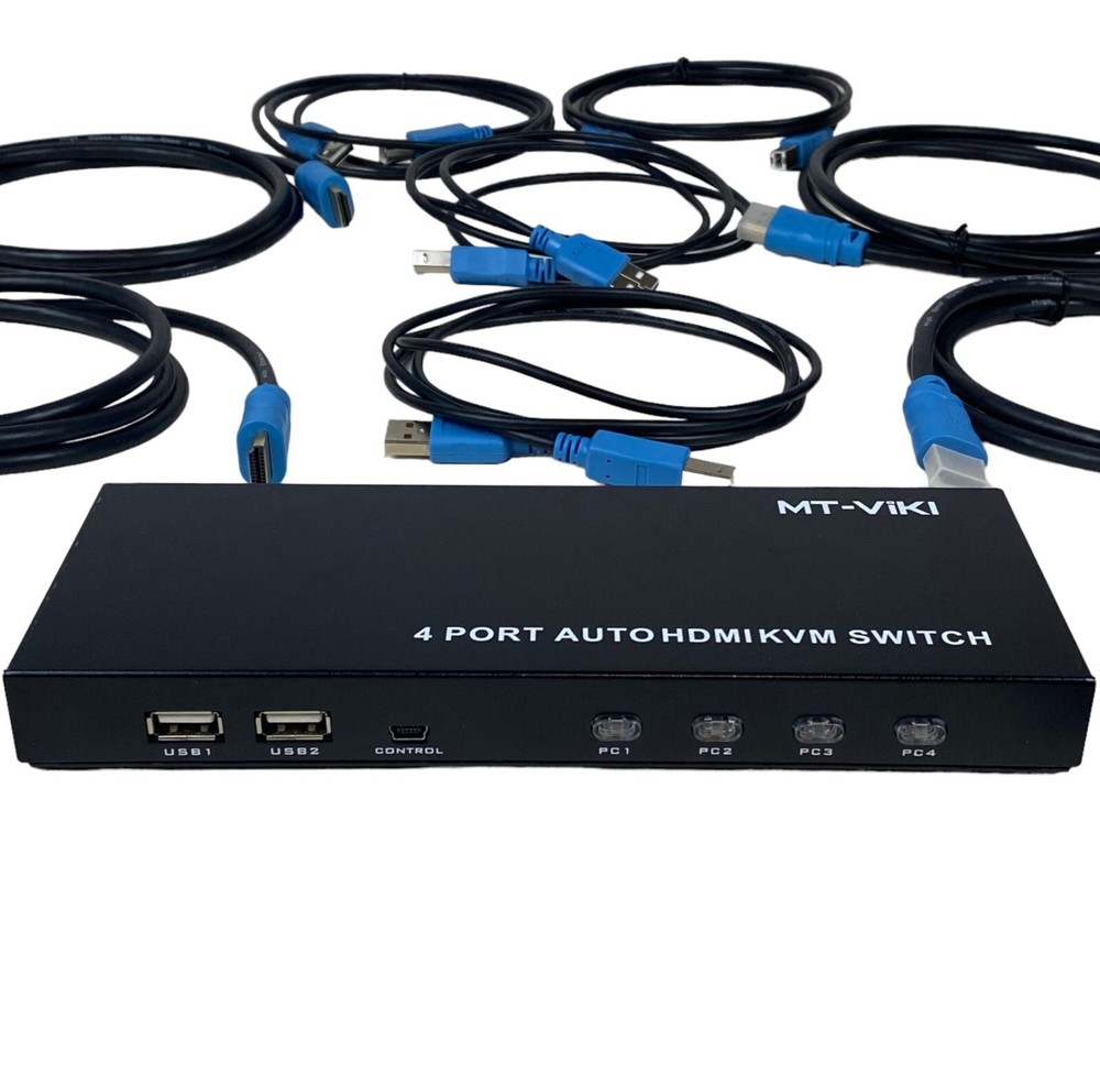 USB 2.0 KVM Switch 4 Port Plug and Play