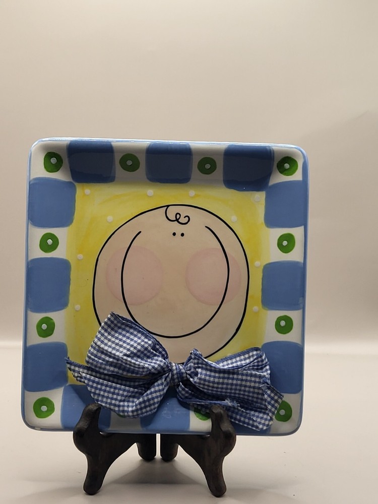 Ceramic Baby Boy Decorative Plate By Clay Chicks Can Be Personalized