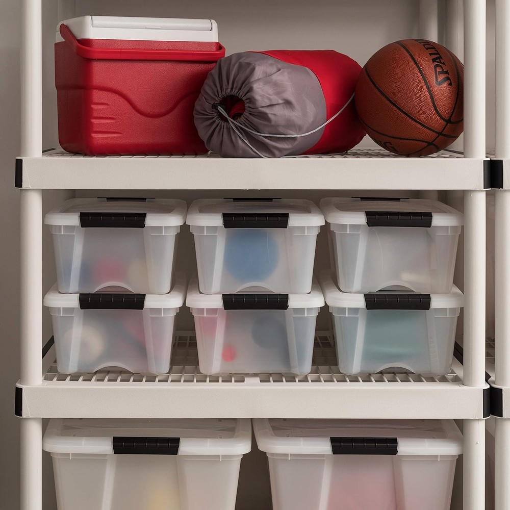 13 QT Plastic Storage Containers with Lids - 6-Pack - Pearl White