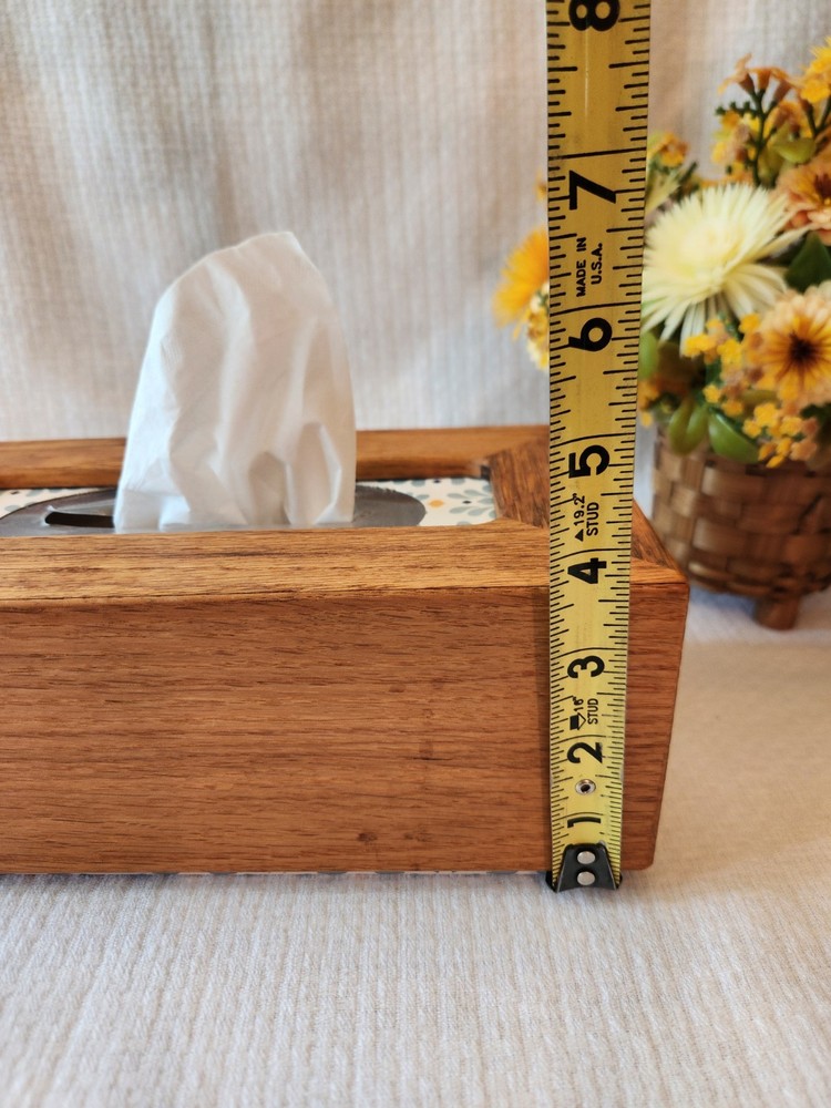 Vintage Handmade Tissue Box Cover Solid Oak Tissue Dispenser Rectangle Rustic