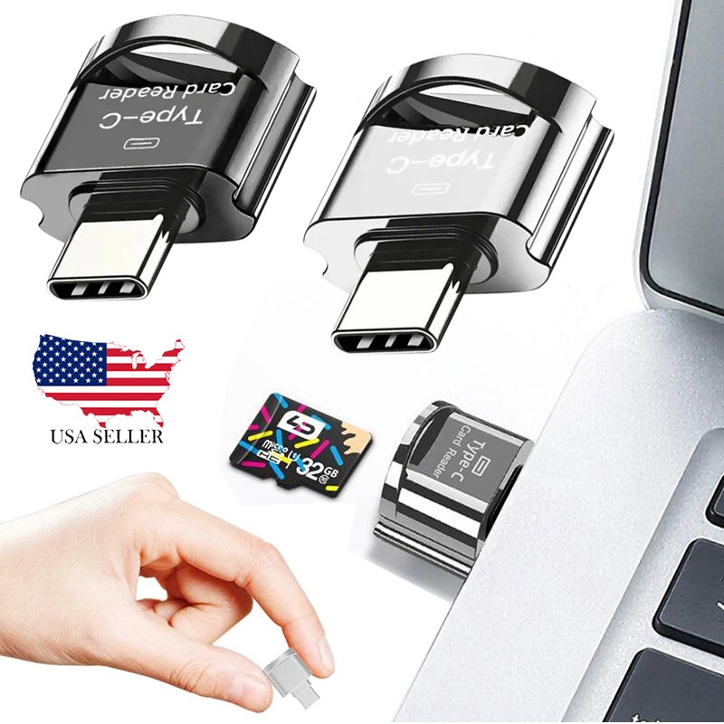 1/2*Micro SD Card Reader, USB C to SD Card Reader, Type C TF Memory Card Reader