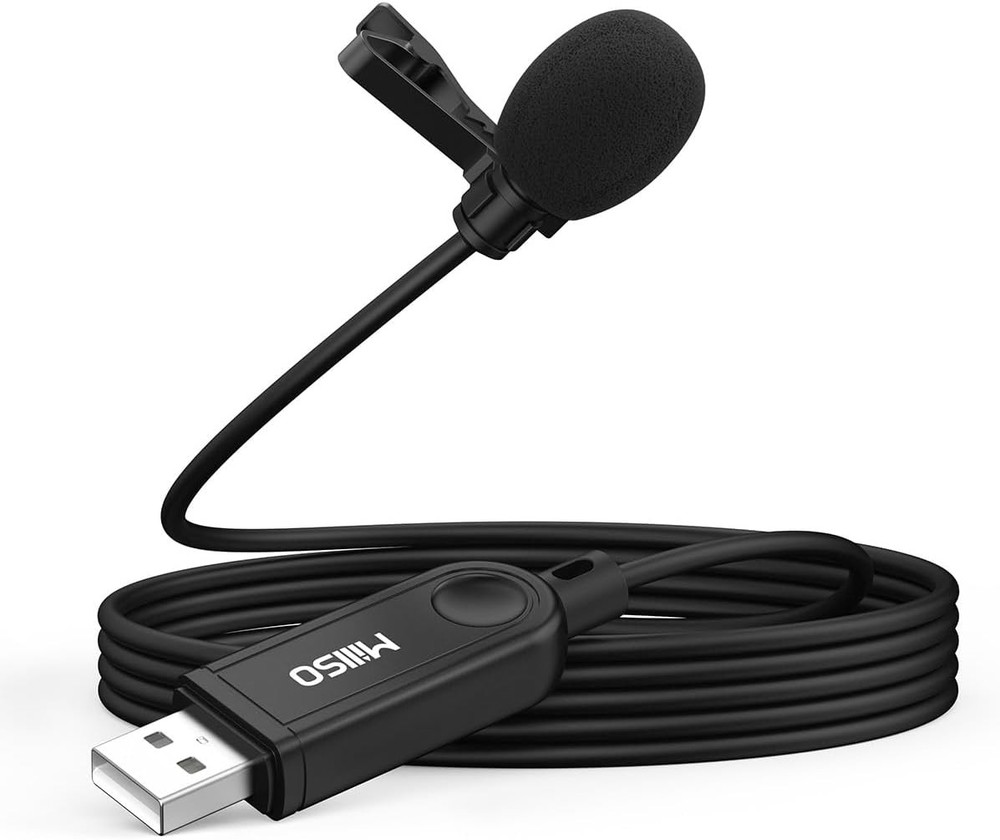 USB Omnidirectional Lavalier Microphone 2M Plug & Play for PC/Mac US