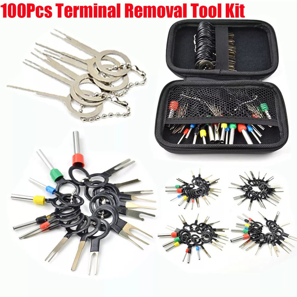 100Pc Pin Ejector Wire Extractor Terminal Auto Removal Puller Connector Kit Tool