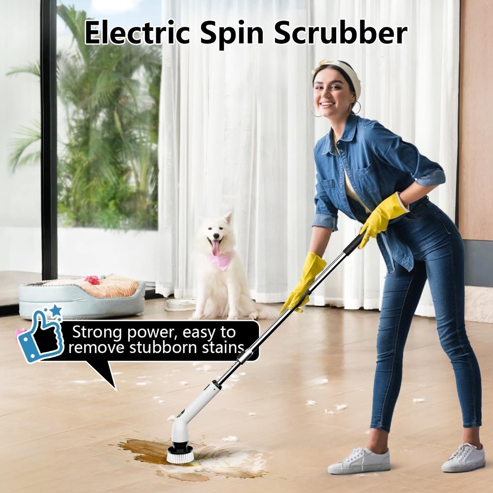 Revolutionary Waterproof Electric Spin Scrubber with Adjustable Extension Handle