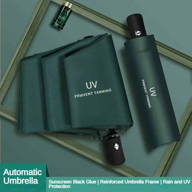 Automatic Folding Umbrella 24 Bone UV Protection Windproof Three Stage Sun Rain