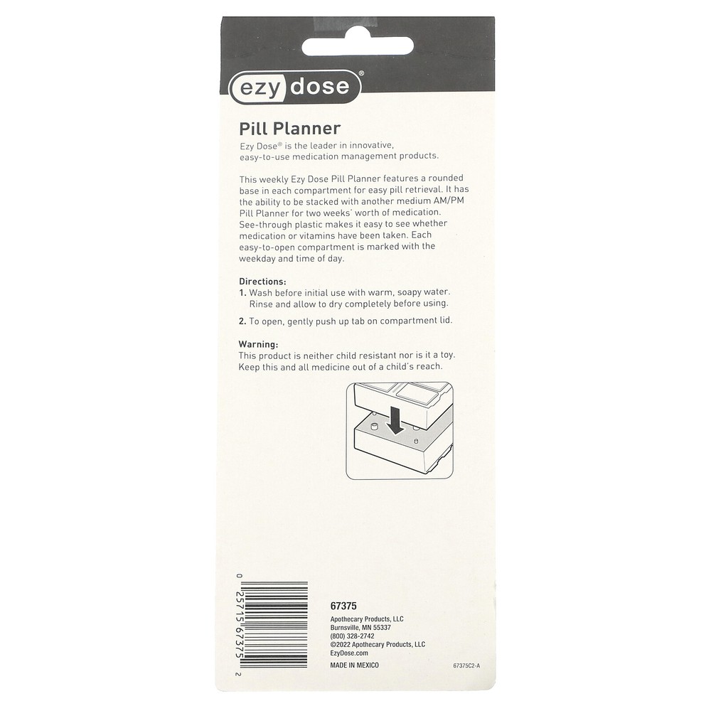 Weekly AM/PM with Rounded Base Pill Planner, Medium, 1 Count
