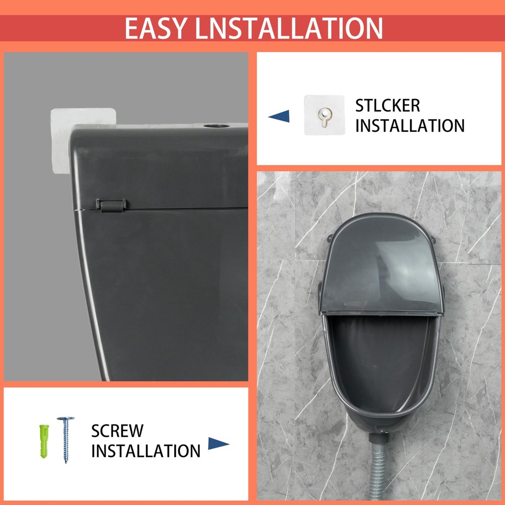 Wall-Mounted Urinal with Hinged Cover - Waterless Outdoor Toilet Solution