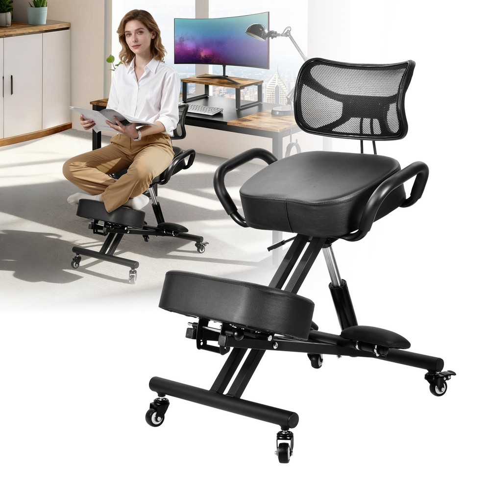 Ergonomic Kneeling Chair with Back Support Adjustable Stool Upright Back Posture