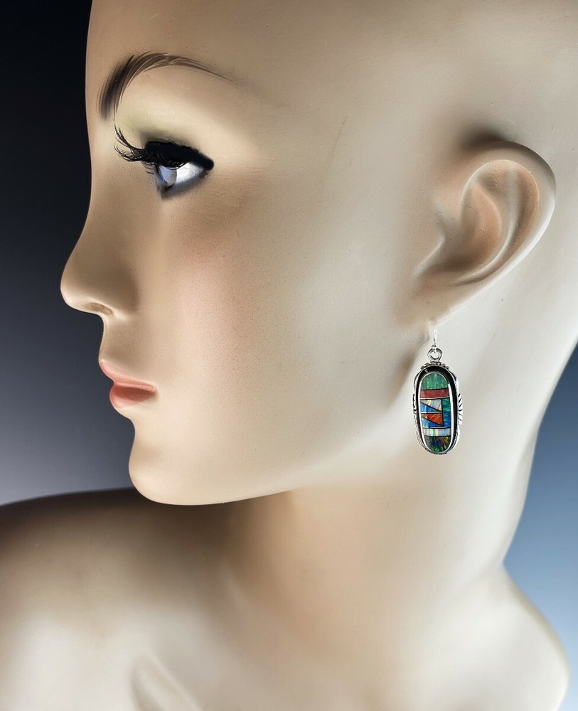 Sterling and Inlay Opalite Earrings