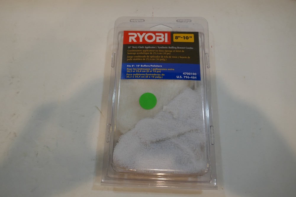 RYOBI 10" Terry Cloth Applicator/Synthetic Buffing Bonnet Combo 4700100