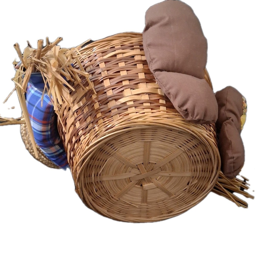 Fall Autumn Scarecrow Wicker Basket