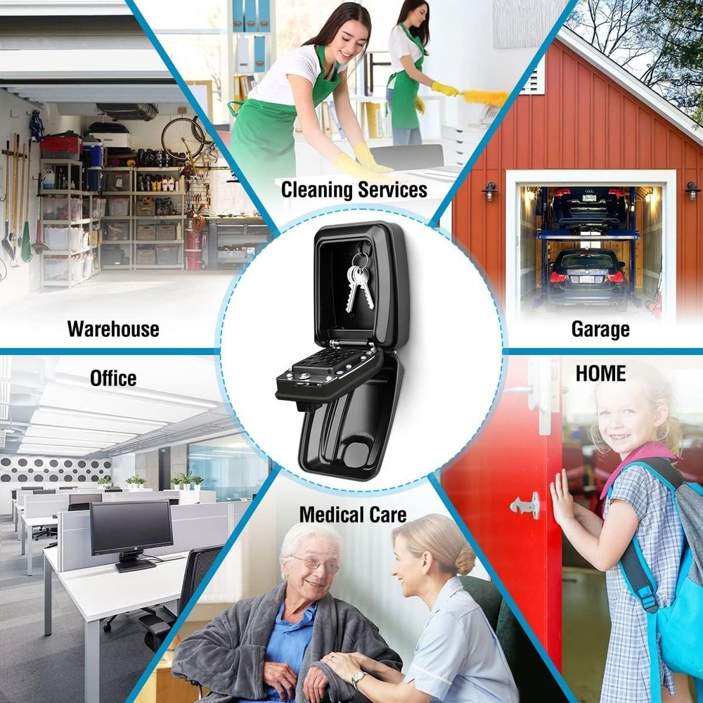 Key Lock Box Wall Mount 12-Digit Combination Large Capacity | Waterproof Key