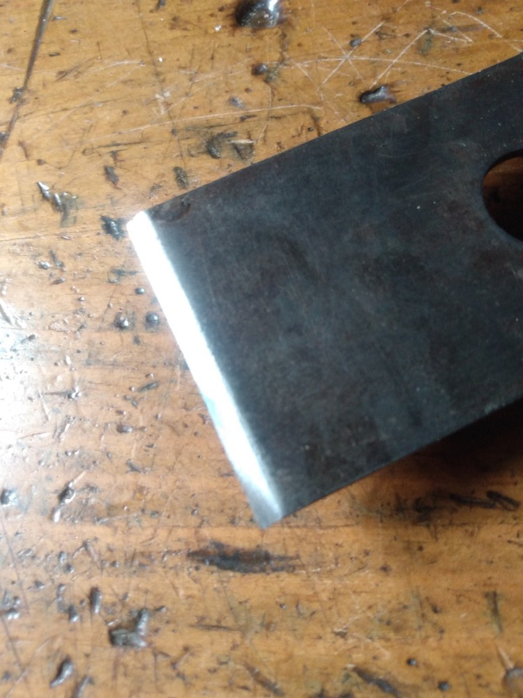 STANLEY 2" V-LOG0 (distressed) PLANE BLADE. READ FULL DESCRIPTION.