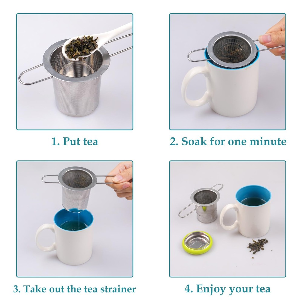 Tea Infuser Stainless Steel Tea Strainer Folding Handle Tea Filter Extra Fine...