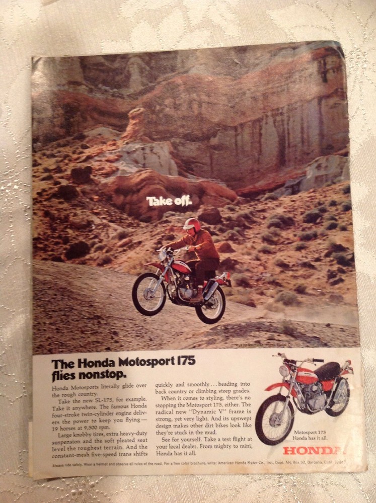 Honda 175 Motorcycle Ad From 1970