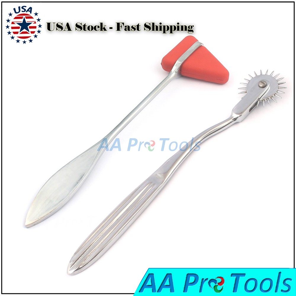 2Pcs Set Neurological Percussion Reflex Taylor Hammer & Pinwheel Diagnostic