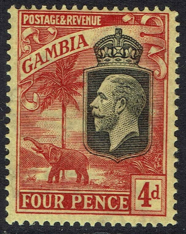 GAMBIA 1922 KGV ELEPHANT 4D WMK MULTI SCRIPT CA