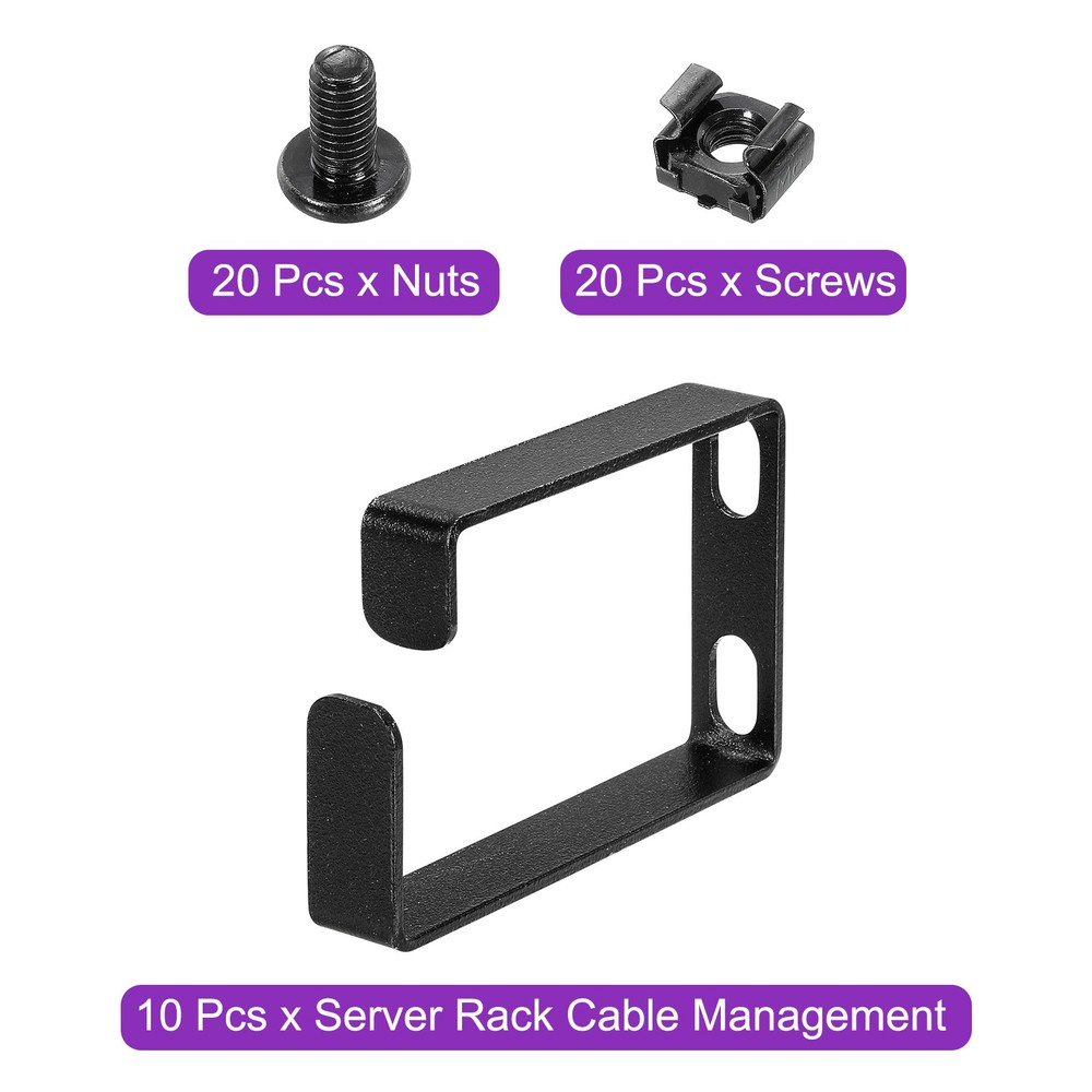 10Set Server Rack Cable Management D Ring for Network Patch Cables