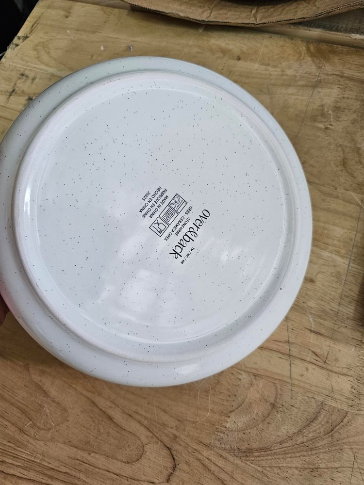 4 PACK - 8" Salad Plates - Over&Back Options Dinnerware Stoneware Speckled White
