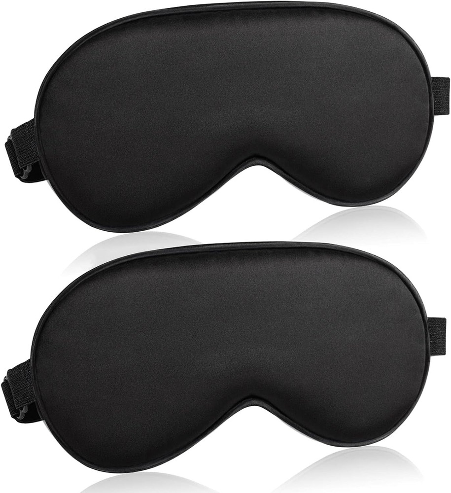 2 Pack Eye Mask for Sleeping, Adjustable Strap, Blackout Silk Sleep Mask, Soft