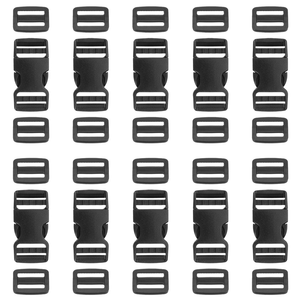 10pcs Quick Side Release Buckles 3/4" Dual Adjustable No Sewing Clips Snaps