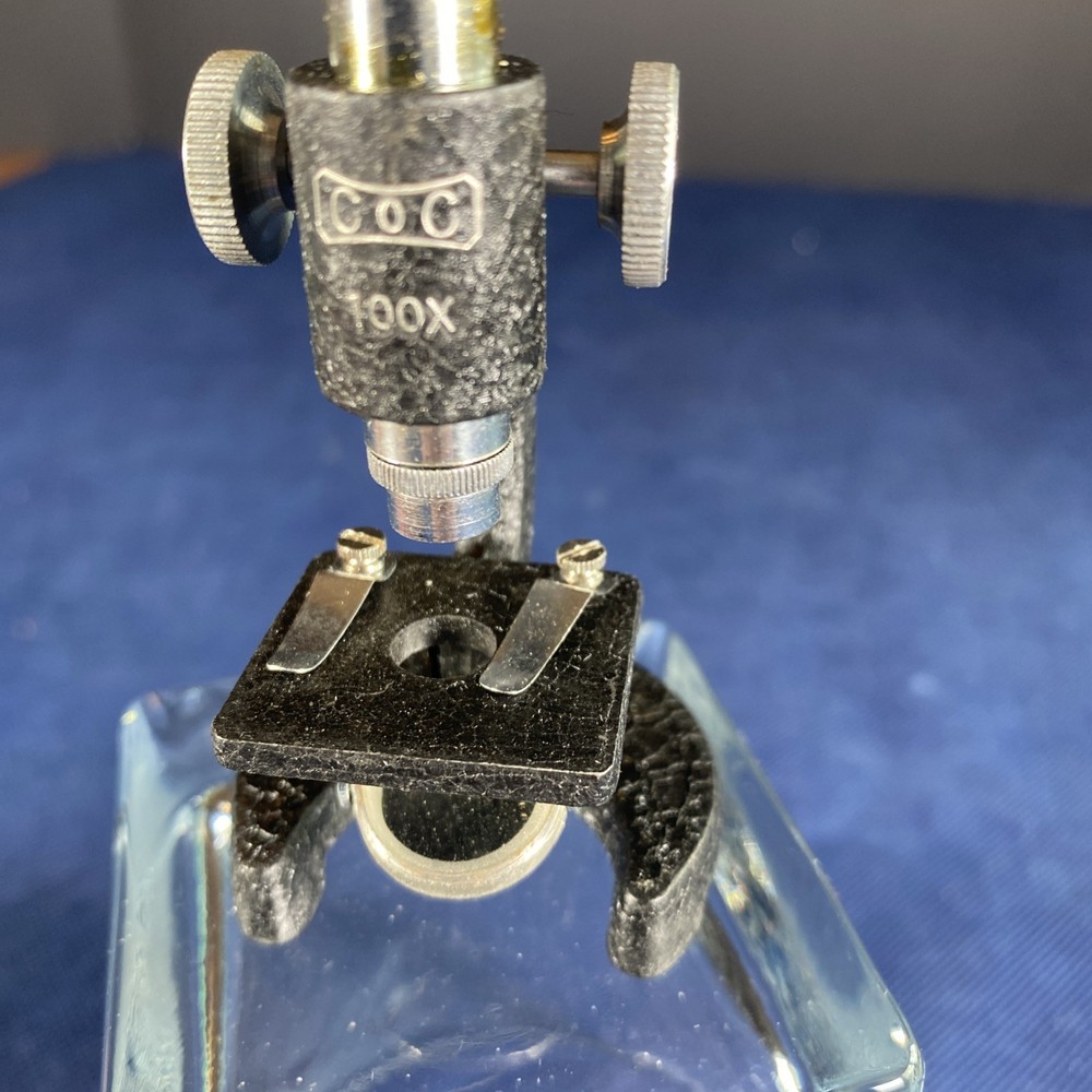 Miniature Microscope Black & Silver Metal - Approximately 4 Inches High