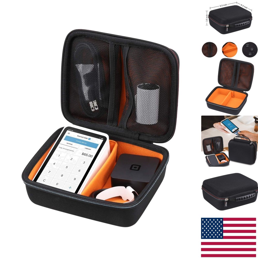 Compact Zippered Hard Case for Square Terminal & Printer Paper - 4 Compartments